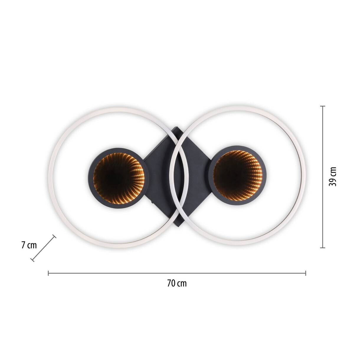 Just Light LED Deckenleuchte Tunel schwarz weiß Kunststoff Aluminium H/L: ca. 7x70 cm 2 Brennstellen