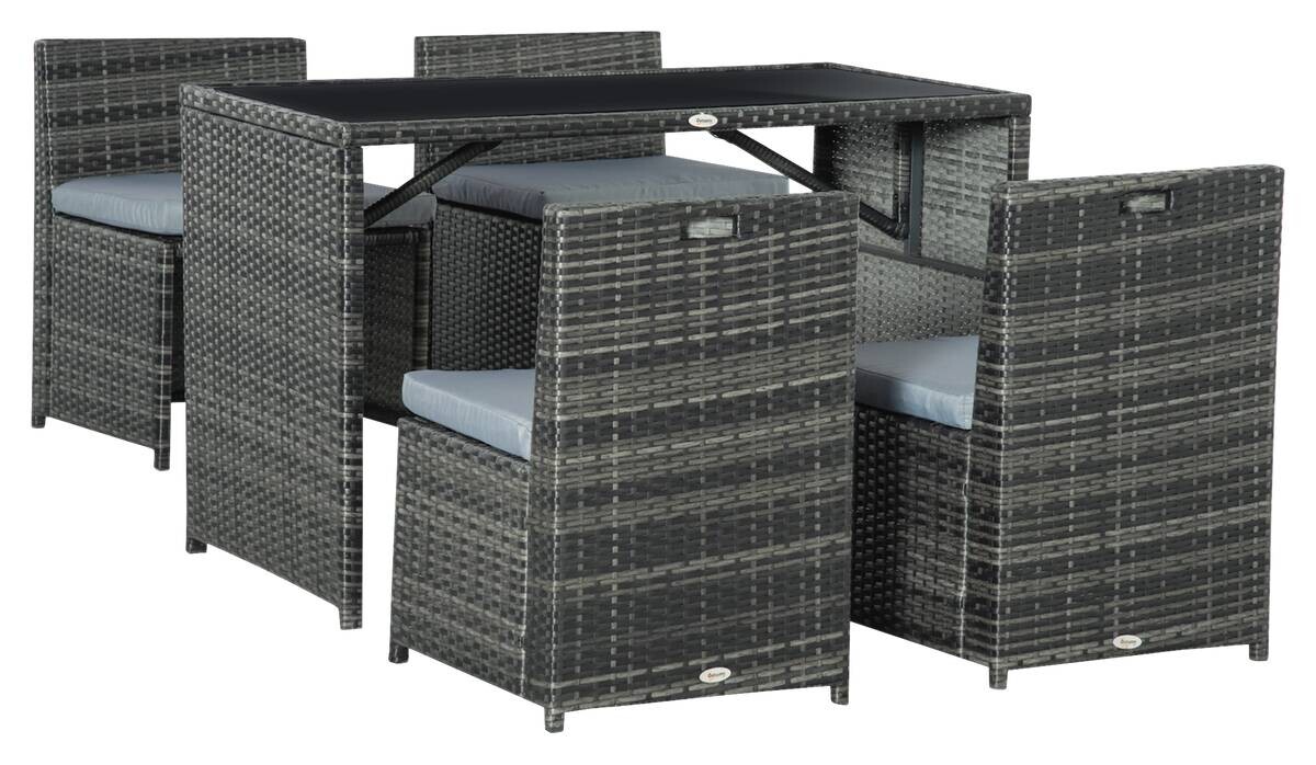 Outsunny Sitzgruppe grau Polypropylen B/H/L: ca. 69x120x77,5 cm