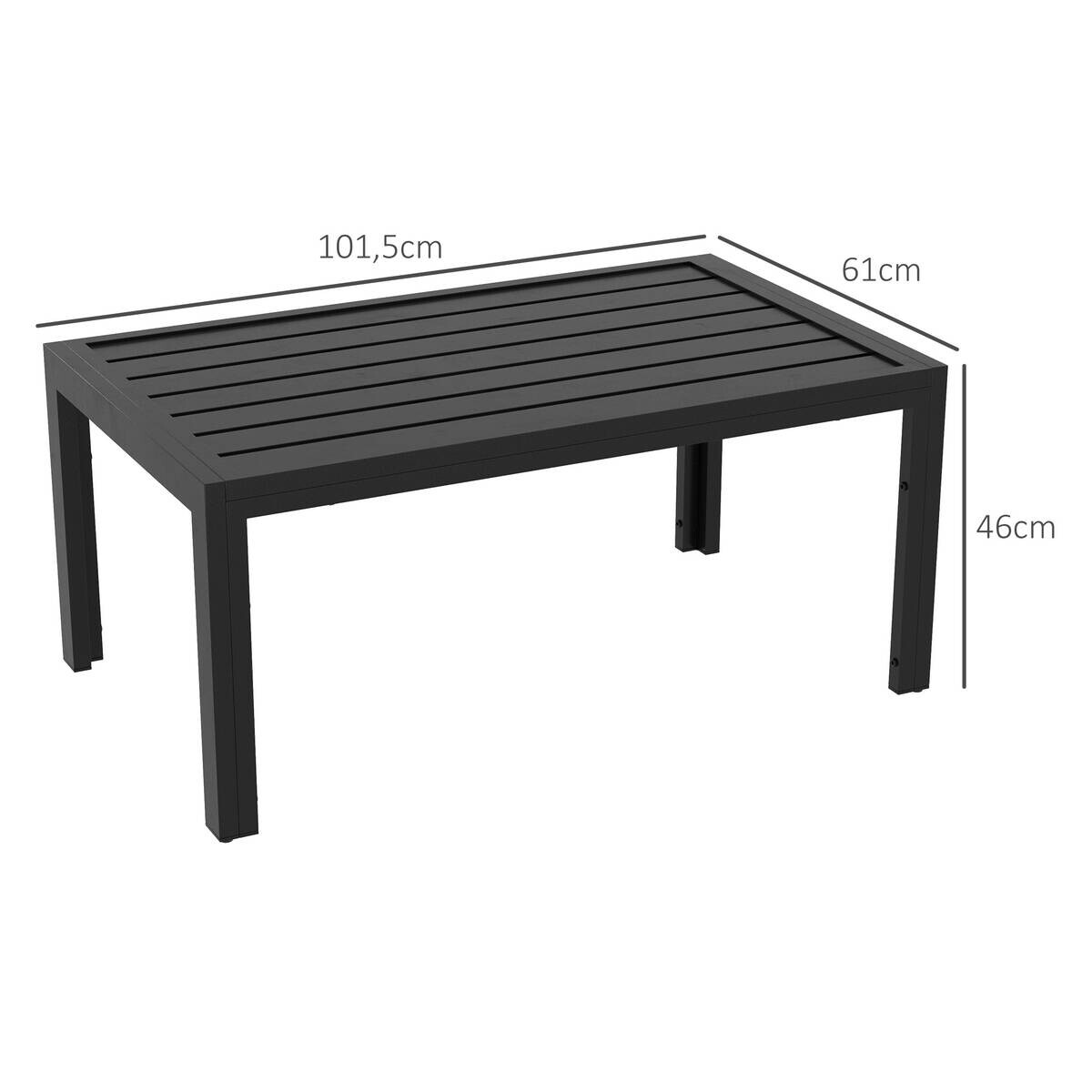 Outsunny Balkontisch schwarz Stahl B/H/L: ca. 61x46x101,5 cm