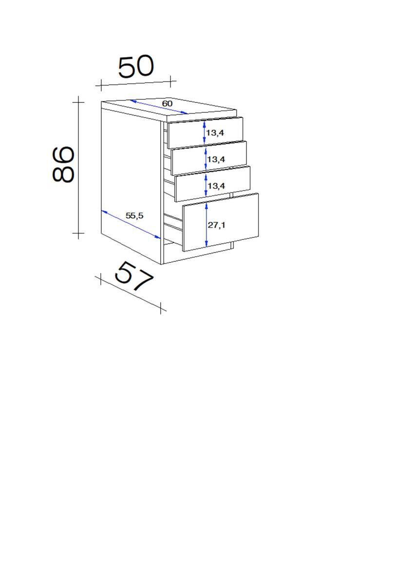 Schubkastenschrank Vita weiß matt B/H/T: ca. 50x86x60 cm