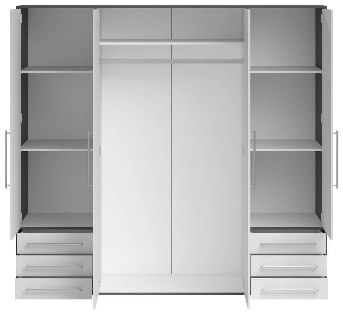 Kleiderschrank Lyss Graphit weiß B/H/T: ca. 205x194x58 cm | Graphit, weiß | 205,00/194,00/58,00 cm