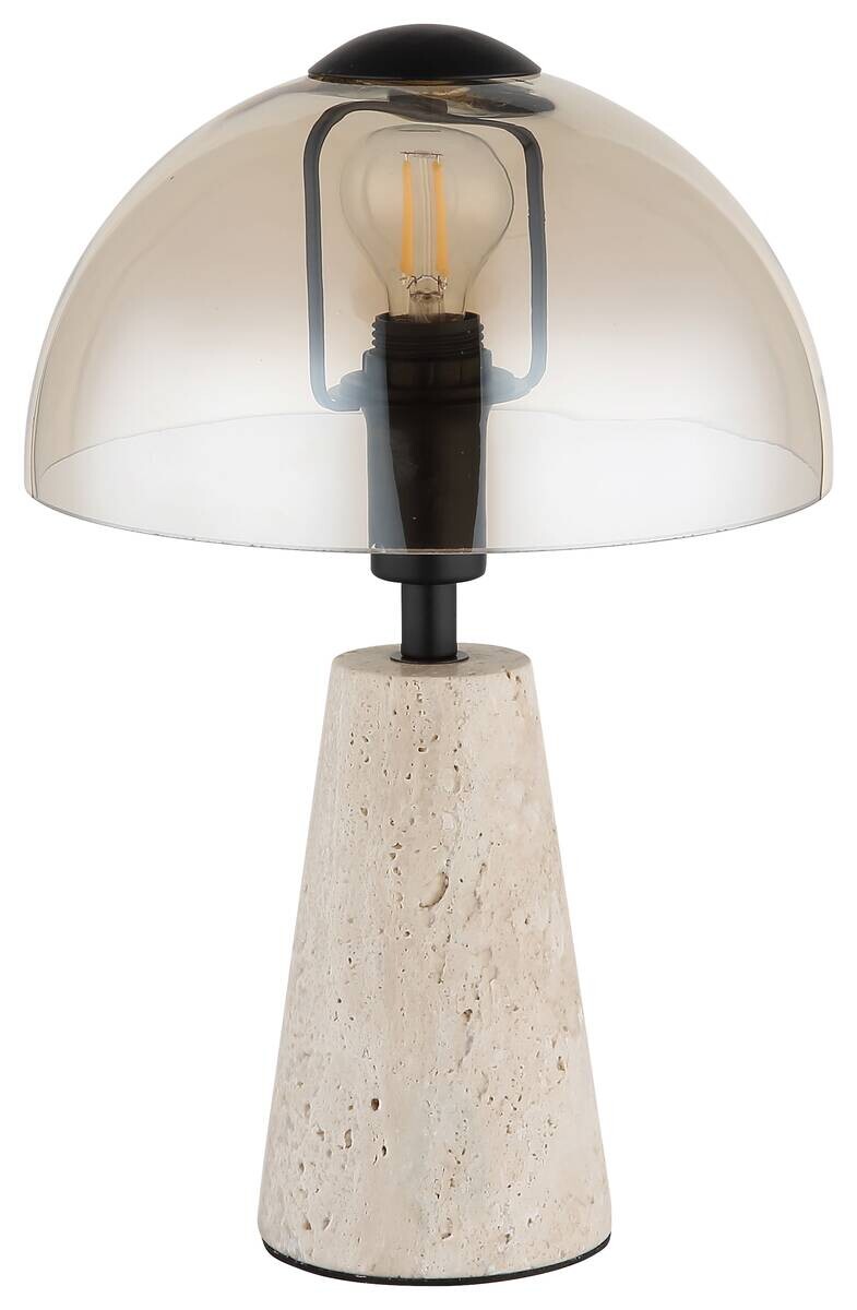 GLOBO Tischleuchte sand schwarz Glas Metall B/H/L: ca. 25x31,5x25 cm E14 1 Brennstellen
