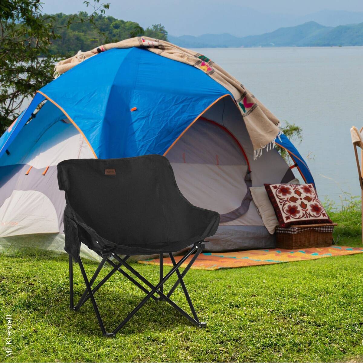 Outsunny Campingstuhl schwarz Stahl B/H/L: ca. 54x66x61 cm
