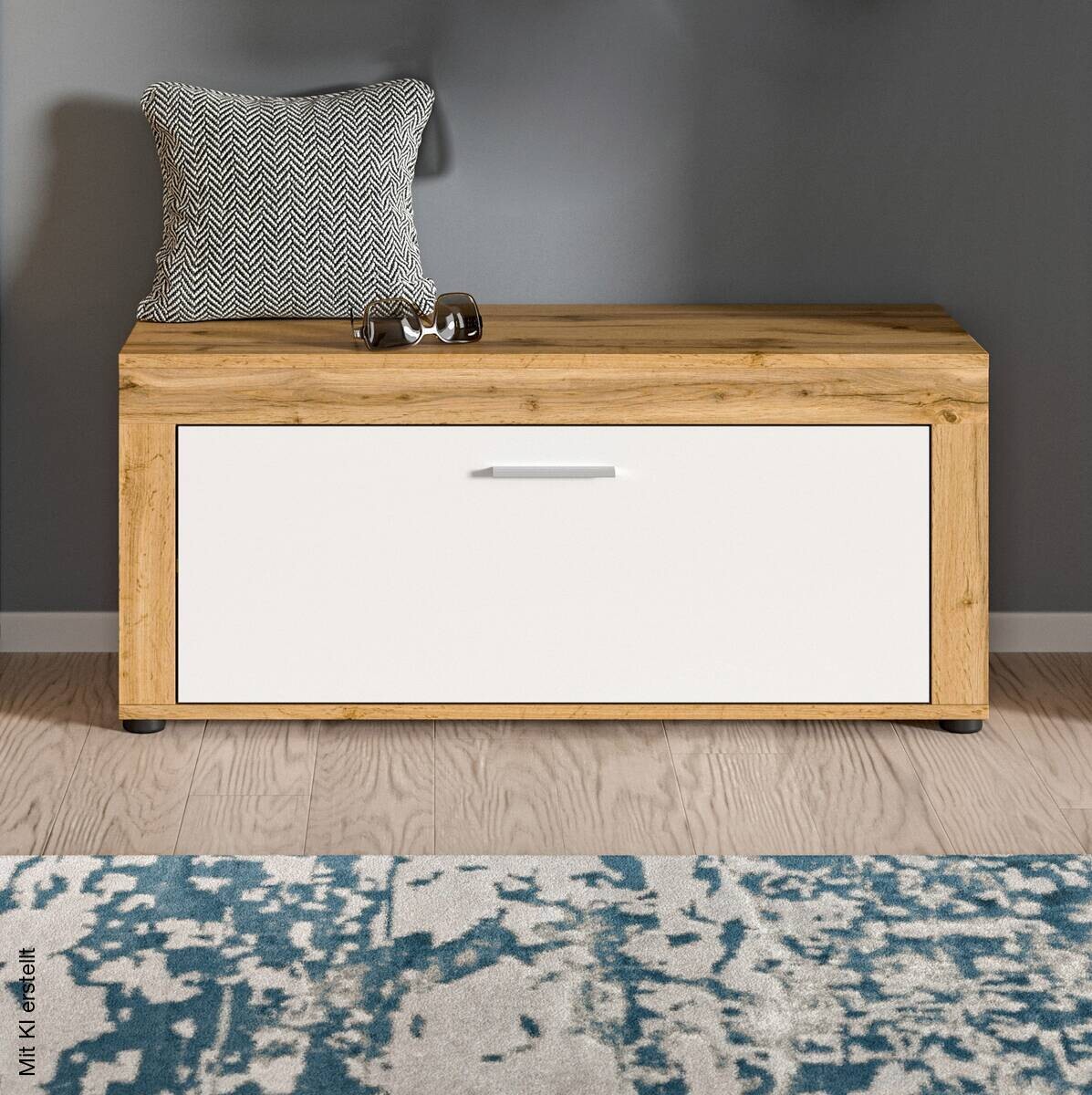 Sitzbank JAM Eiche Wotan Nachbildung weiß B/H/T: ca. 100x44x35 cm