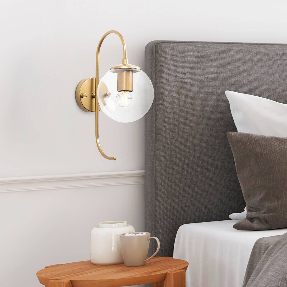 Opviq Wandleuchte Jewel gold Glas Metall B/H/T/L/D: ca. 27x36x27x15x15 cm E14 1 Brennstellen