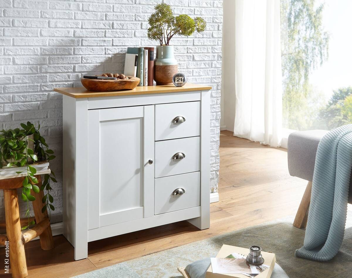 Sideboard weiß natur B/H/T: ca. 79x81x35 cm