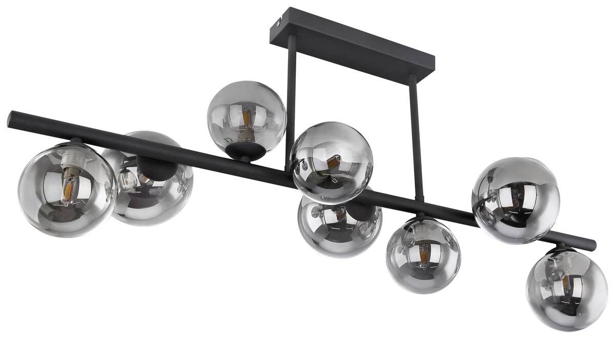 GLOBO Deckenleuchte RIHA 56133-9D schwarz Metall Rauchglas B/H/T: ca. 87x37x28 cm 9 Brennstellen