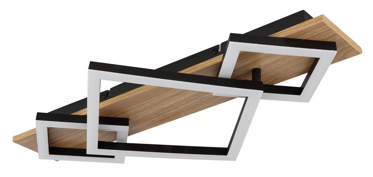 GLOBO LED-Deckenleuchte BEATRIX I Opal mattschwarz Metall Kunststoff MDF B/H/L: ca. 54x7,5x31,2 cm 1 Brennstellen