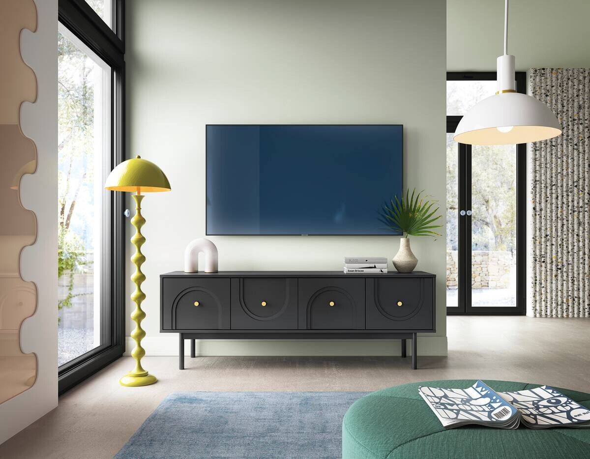 Lowboard MAZOMA schwarz gold Optik B/H/T: ca. 154x53,5x39 cm