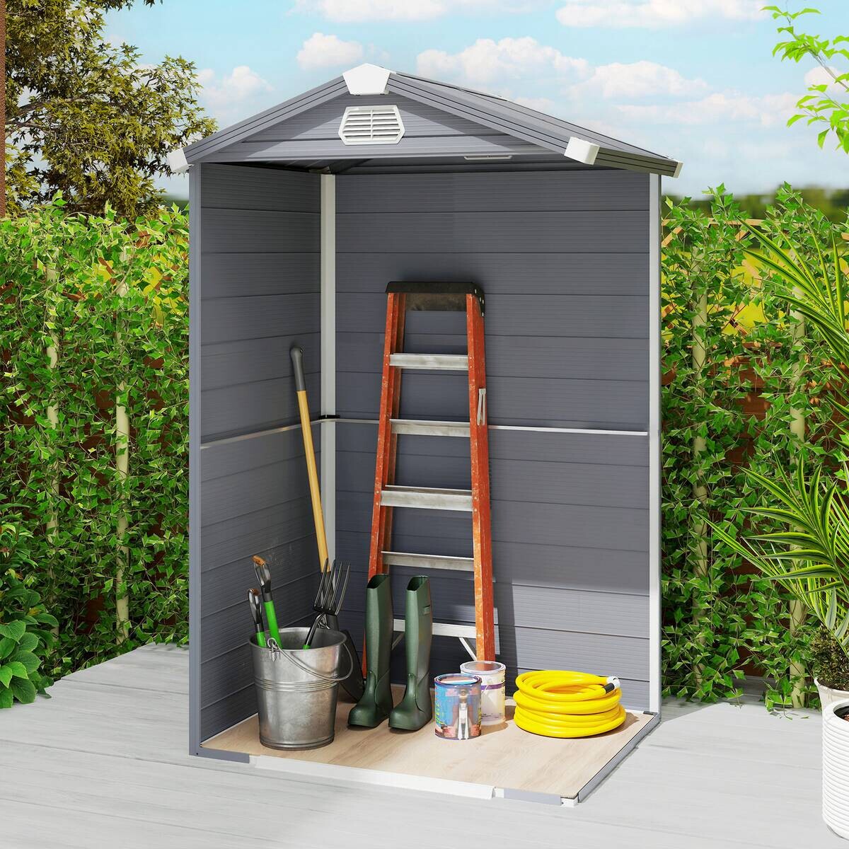 Outsunny Gartenhaus dunkelgrau B/H/T/L: ca. 102x208x102x133 cm