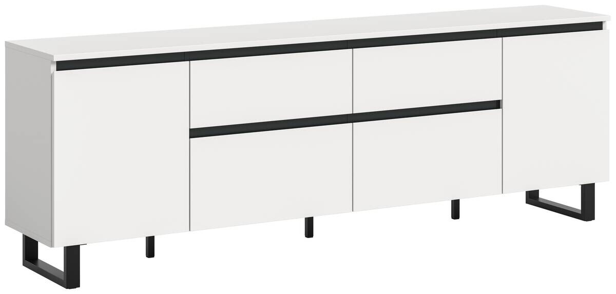 Lowboard Tomasa weiß schwarz B/H/T: ca. 188x65x36 cm