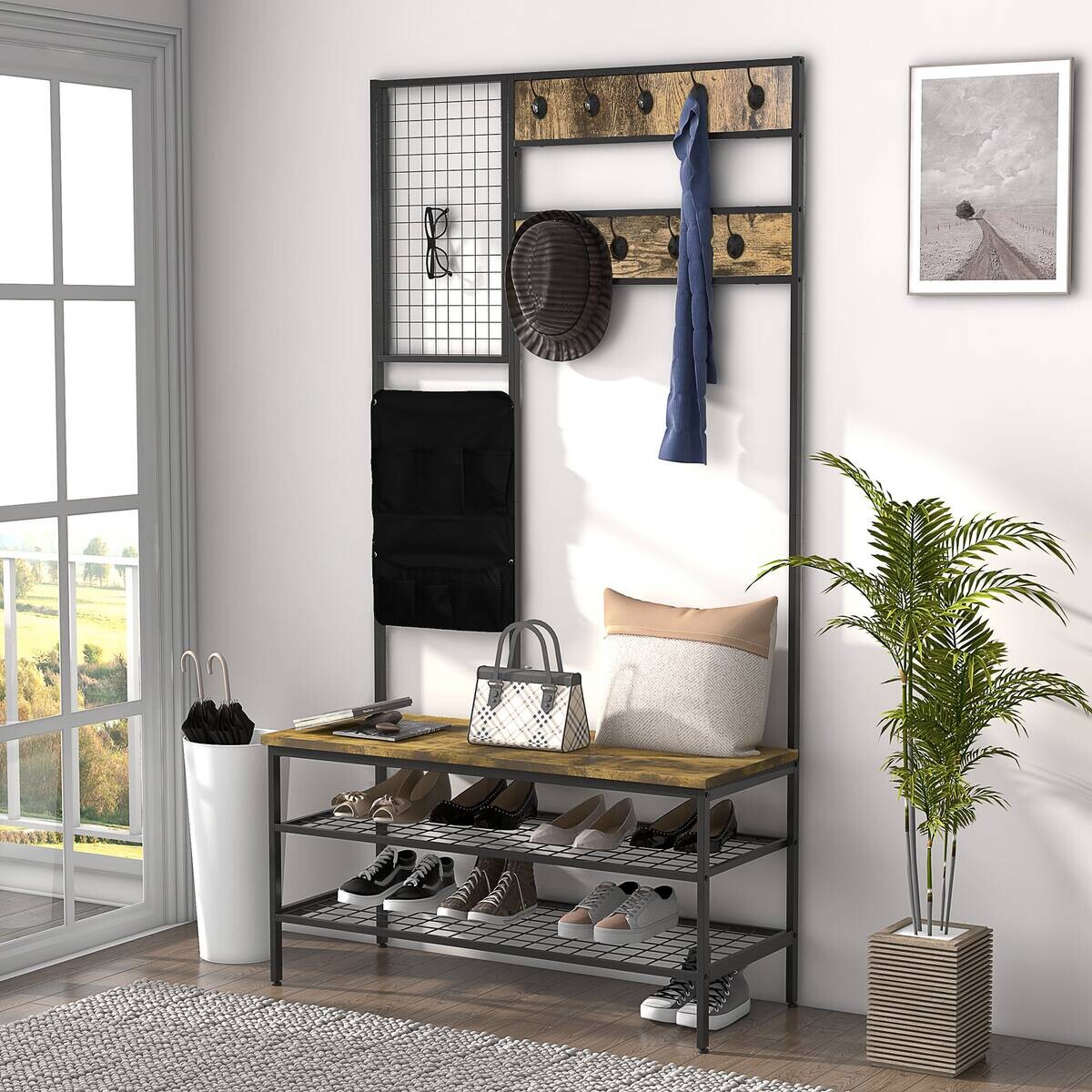 HOMCOM Garderobe braun Spanplatte B/H/L: ca. 40x100x185 cm