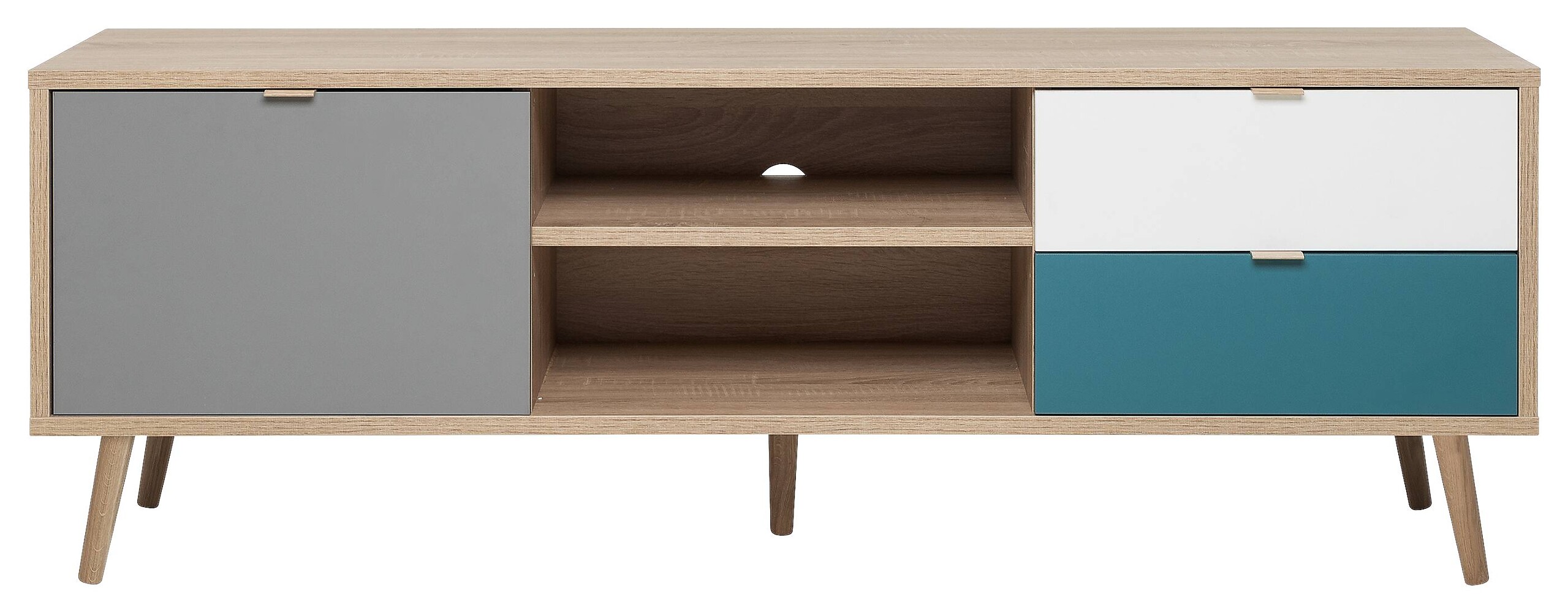 TV-Lowboard Cuba Eiche Sonoma Nachbildung weiß grau petrol B/H/T: ca. 150x52x40 cm