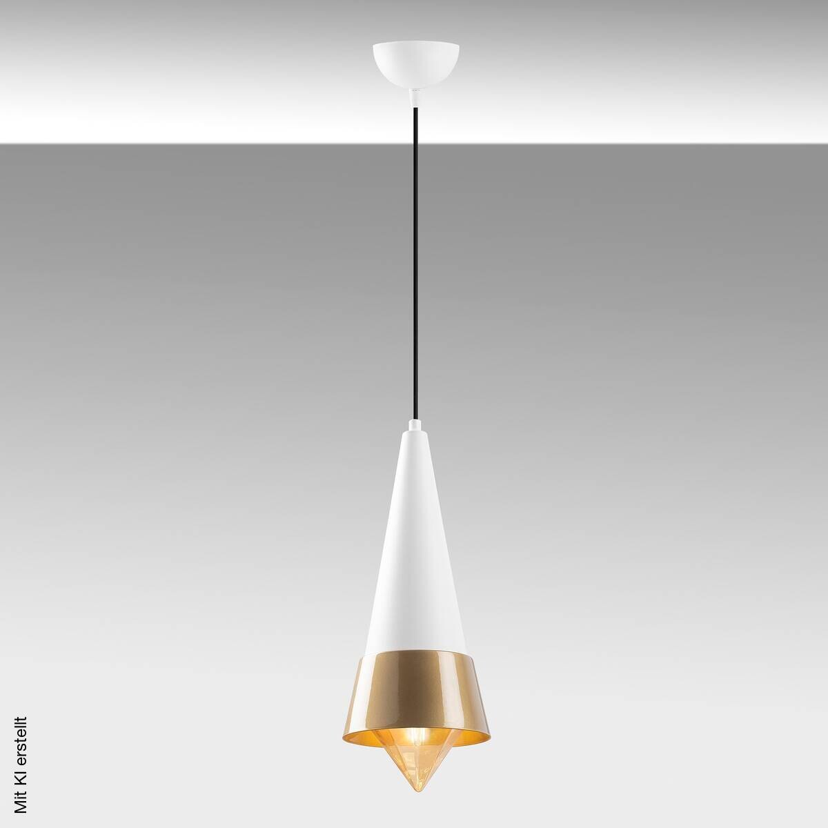 Opviq Pendelleuchte weiß gold B/H/T: ca. 19x137x19 cm E27 1 Brennstellen
