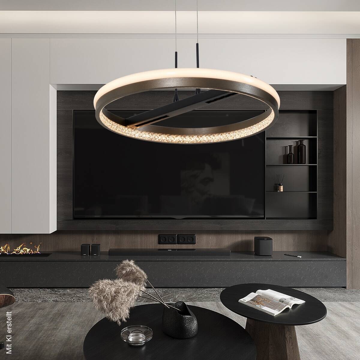 POCOline LED-Pendelleuchte Liah schwarz Metall Acryl H/D: ca. 120x40 cm