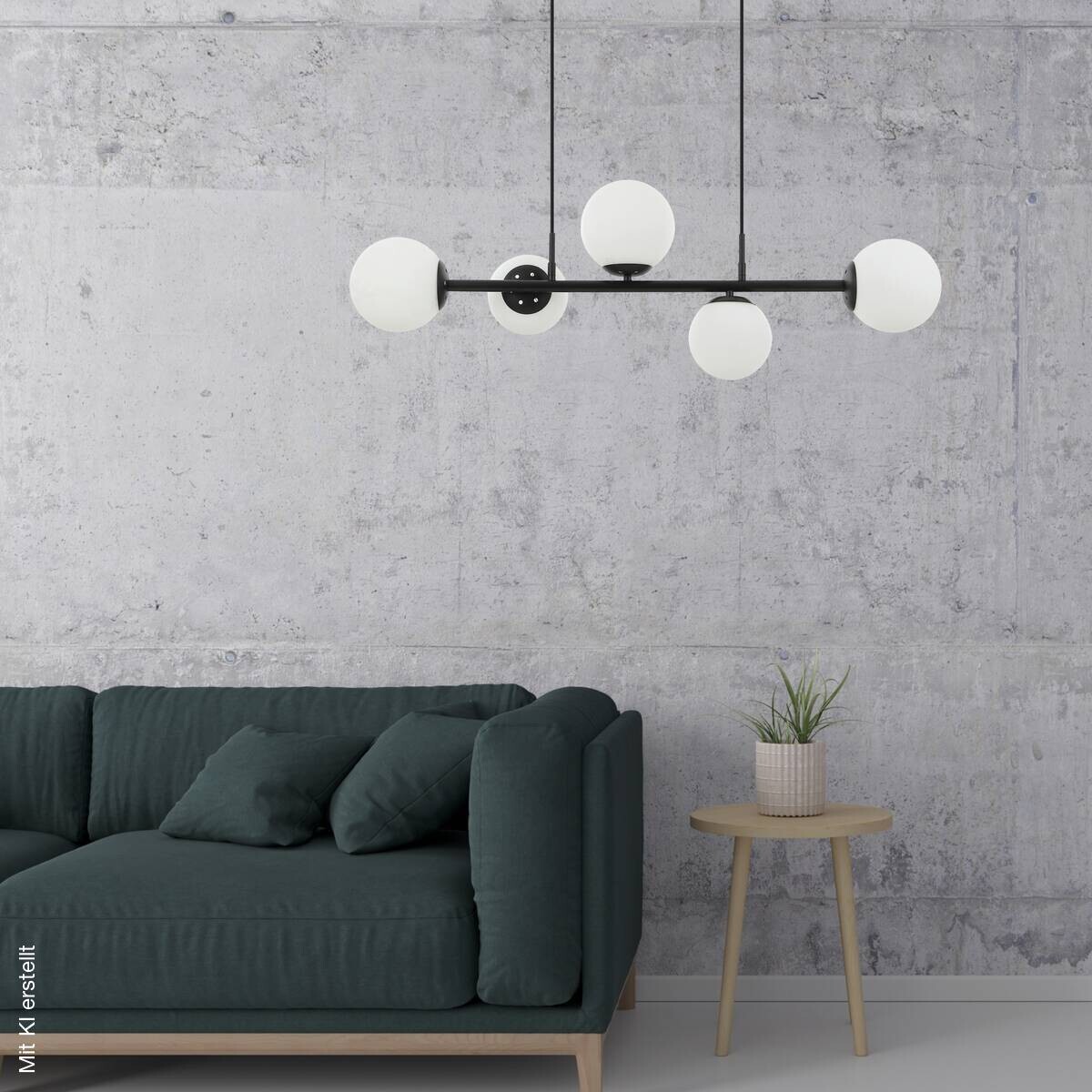 Lamkur Pendelleuchte Maddie schwarz Glas Stahl B/H/L: ca. 120x23x93 cm E14 5 Brennstellen