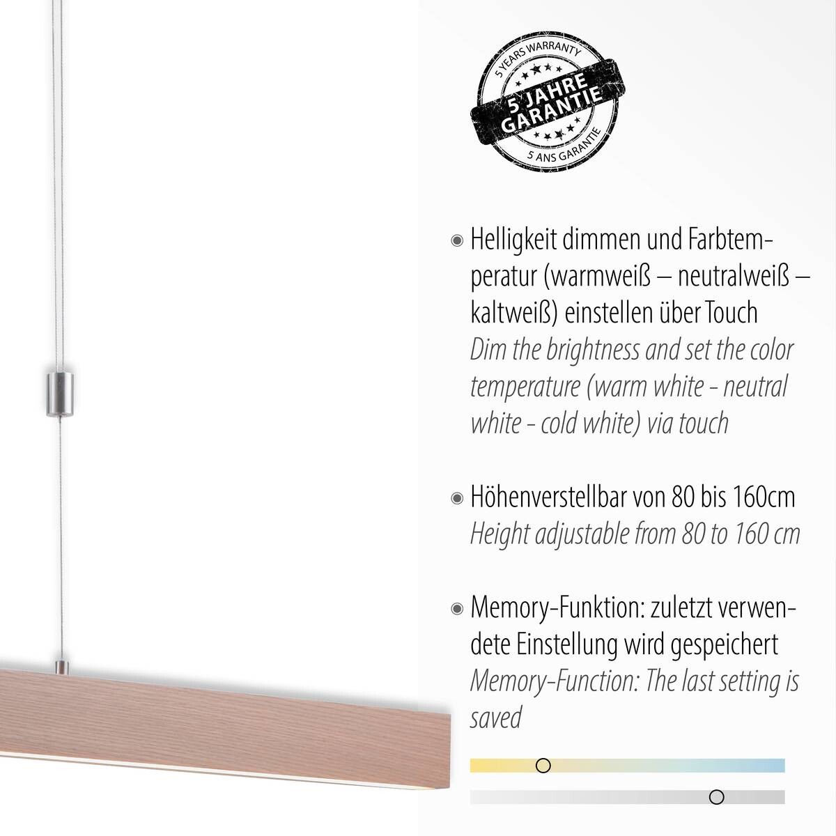 Just Light LED-Pendelleuchte AMANDA 11420-78 natur Aluminium B/H/T: ca. 110x160x5 cm 1 Brennstellen