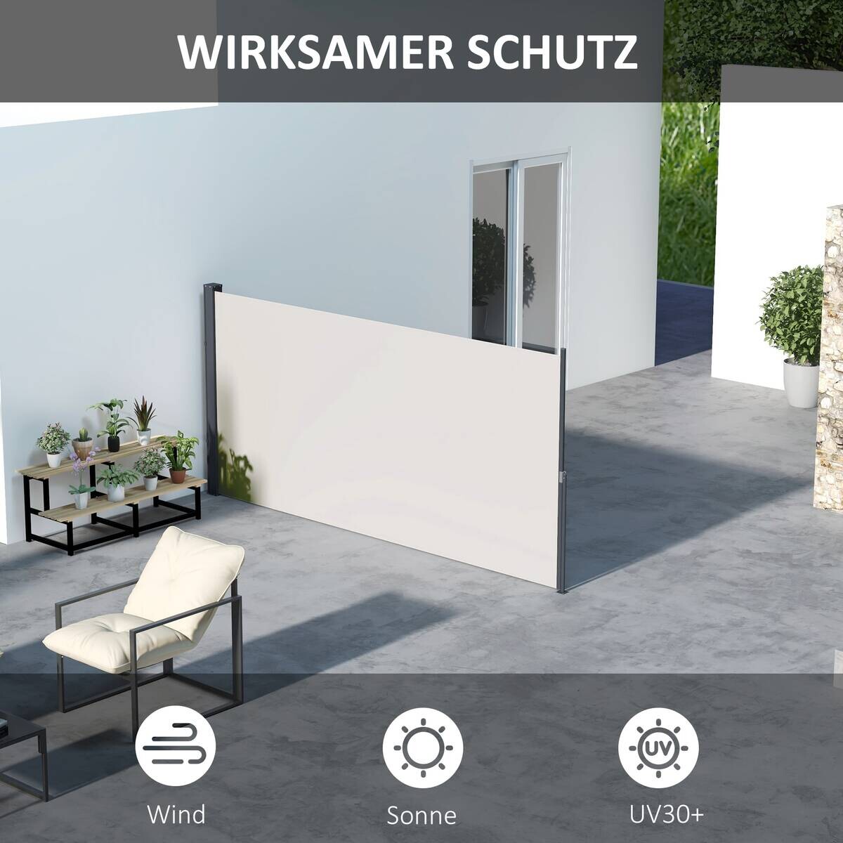 Outsunny Sichtschutz hellgrau Polypropylen B/H/L: ca. 3,5x300x140 cm
