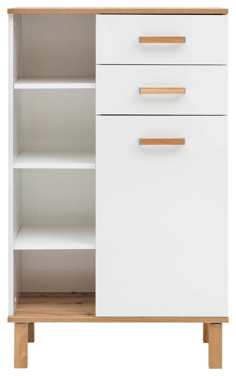 Midischrank Padua weiß glanz Eiche Landhaus Nachbildung B/H/T: ca. 67x114,5x35 cm