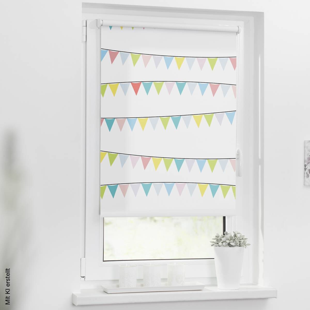 LICHTBLICK Rollo Wimpelkette bunt B/L: ca. 70x150 cm