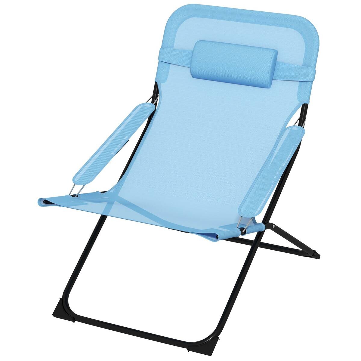 Outsunny Klappstuhl blau Edelstahl B/H/L: ca. 91x69x96 cm