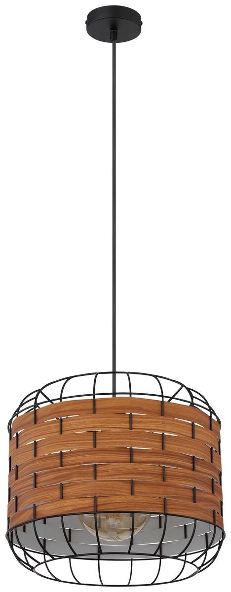 GLOBO Pendelleuchte ELMAR 15665H natur schwarz Metall Kunststoff H/D: ca. 120x35 cm 1 Brennstellen