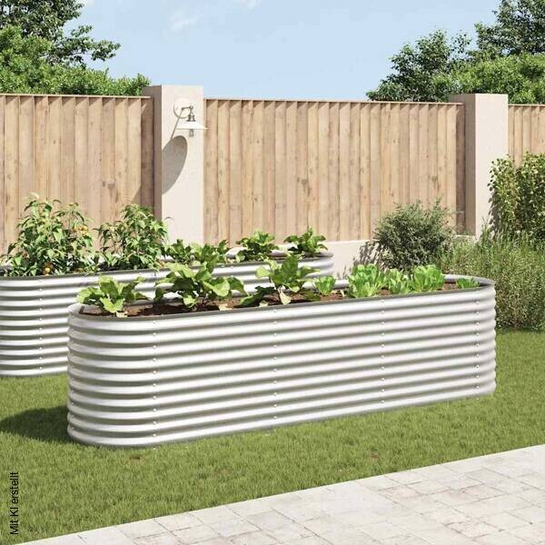 Garten-Hochbeet silber Stahl B/H/L: ca. 80x81x320 cm