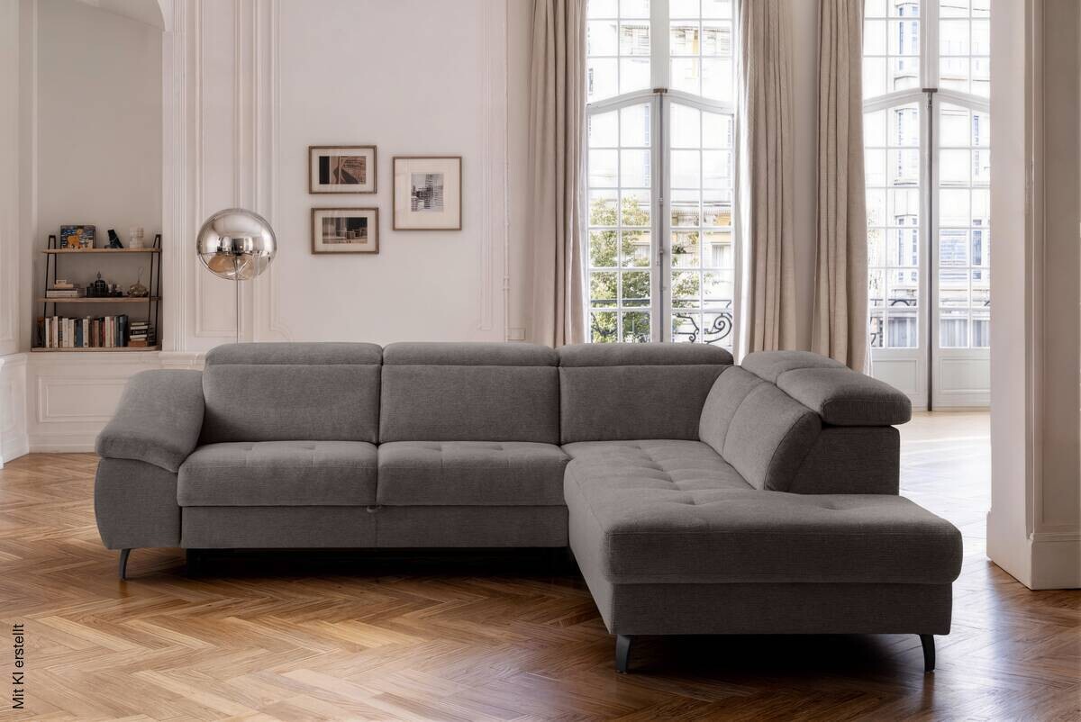 Ecksofa mit Bettfunktion braun Flachgewebe B/H/T: ca. 280x96x238 cm
