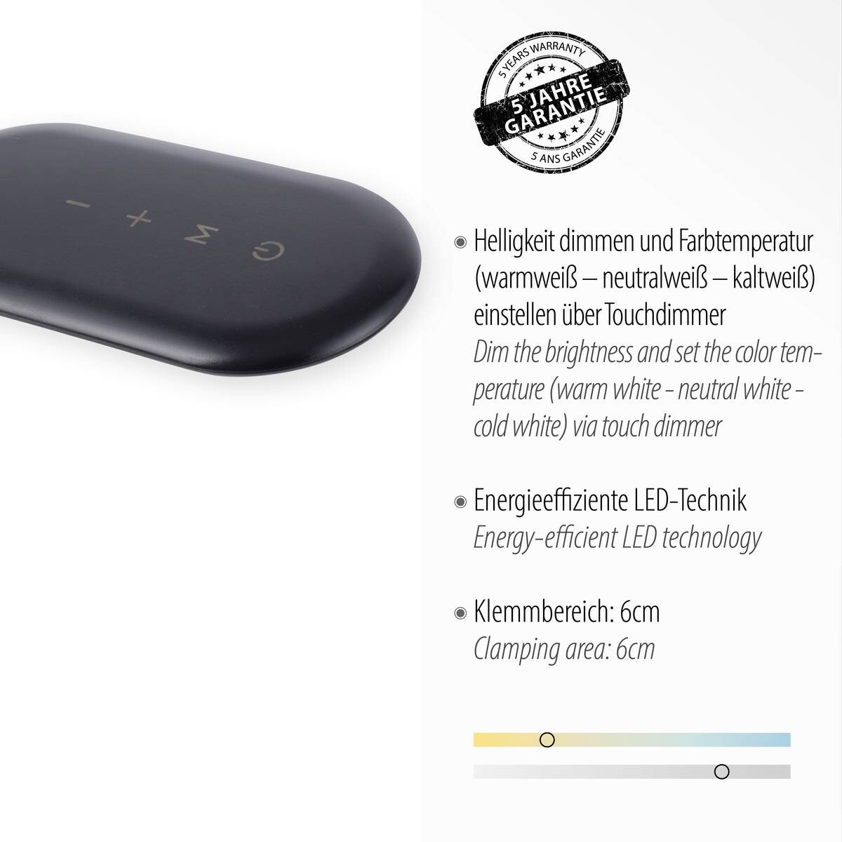 Just Light LED-Klemmleuchte KELLY 14404-18 schwarz Kunststoff B/H/T: ca. 36x67x36 cm 1 Brennstellen