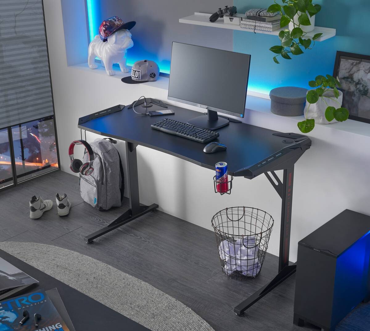 Gaming-Schreibtisch BC 3110 schwarz Carbon Optik B/H/T: ca. 119x78x60 cm