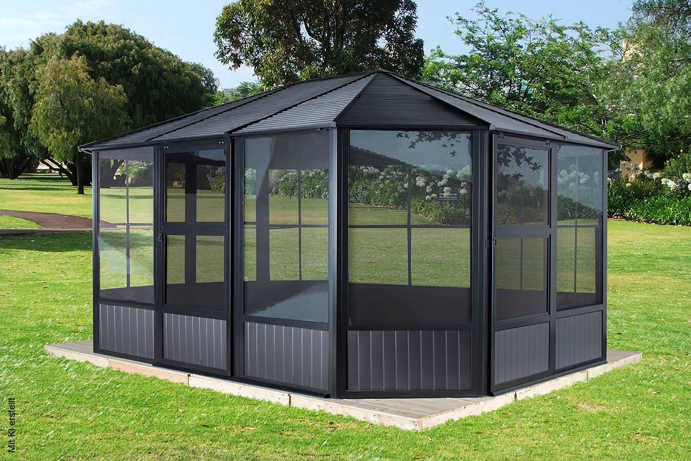 Sojag Kaltwintergarten Charleston anthrazit Aluminium B/H/T: ca. 384x281x384 cm