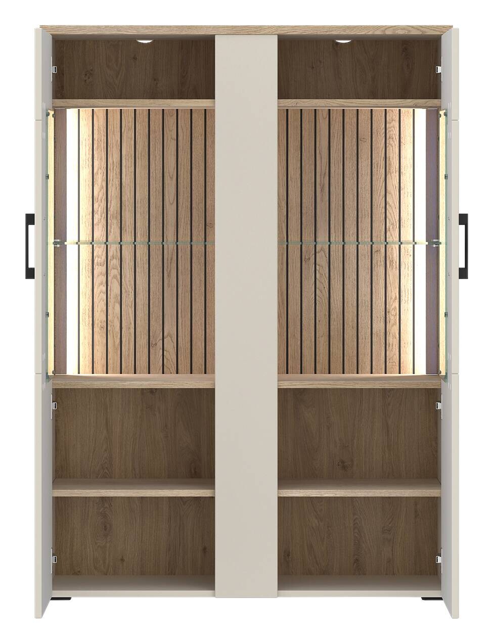 Highboardvitrine Cashmere Eiche Nachbildung Spanplatte B/H/T: ca. 99x138x35 cm