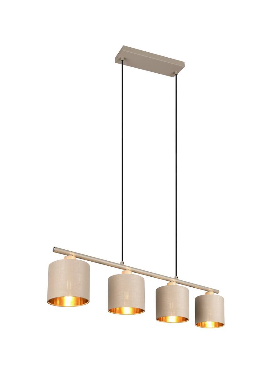 Reality Pendelleuchte Tommy beige Metall Stoff B/H/L: ca. 12x15x75 cm E14 4 Brennstellen