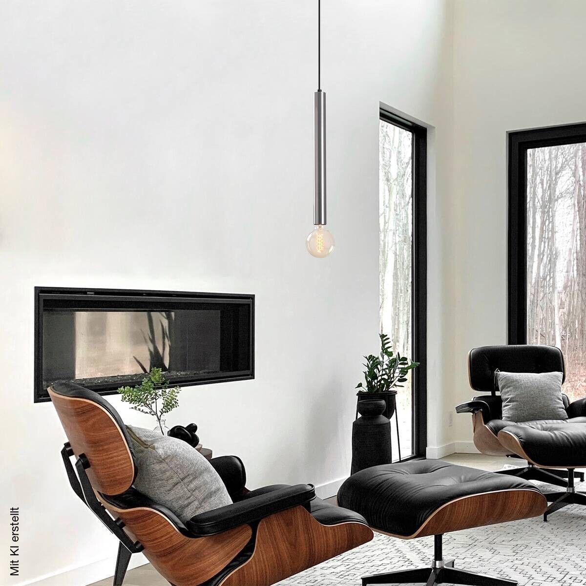 Opviq Pendelleuchte silber B/H/T: ca. 4x139x4 cm E27 1 Brennstellen