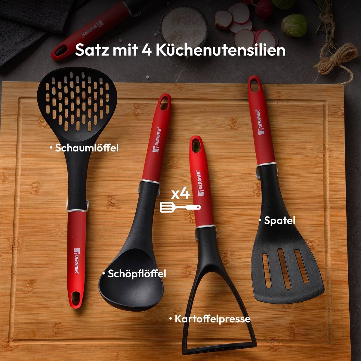 BERGNER Küchenhelferset Classique schwarz Kunststoff