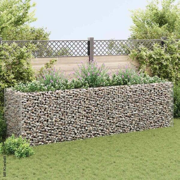 Gabionen-Hochbeet silber Stahl B/H/L: ca. 90x100x360 cm