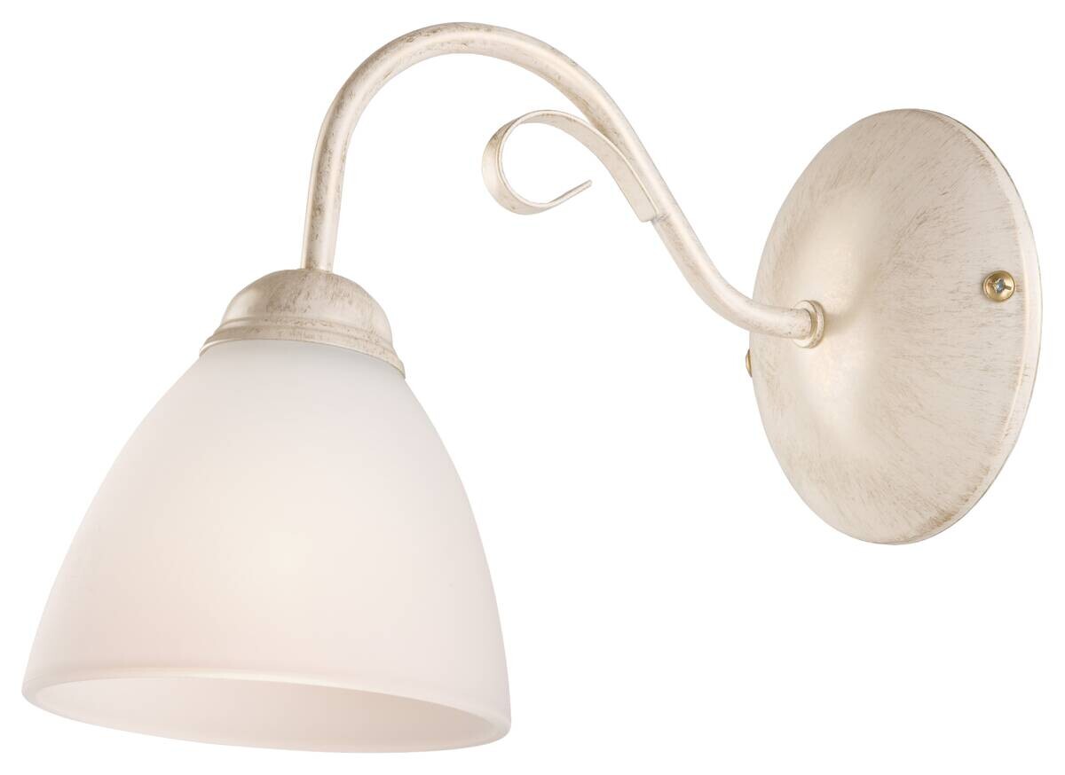 Lamkur Wandleuchte ADELLE 21317 weiß Stahl Glas H/L: ca. 23x26 cm E27 1 Brennstellen