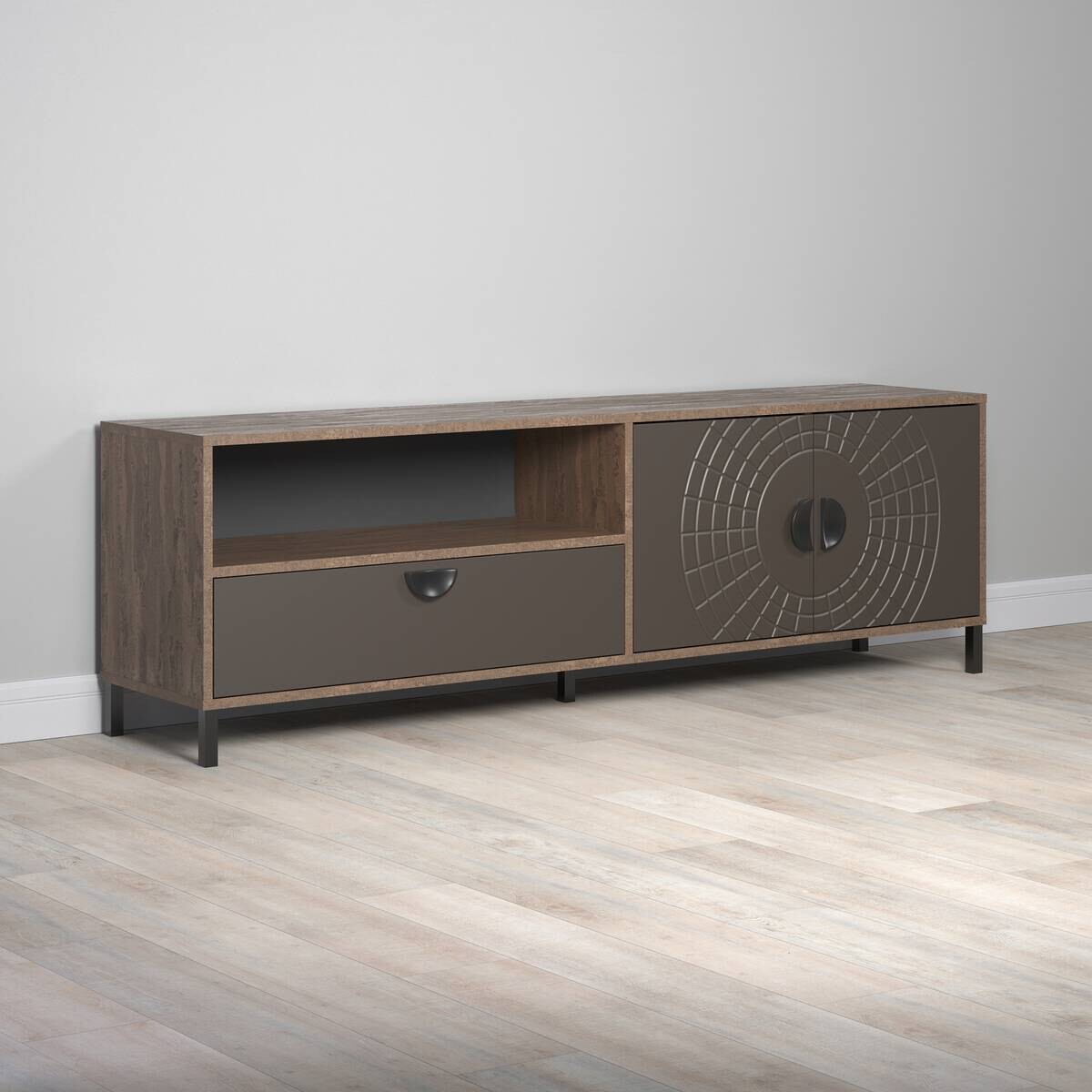 Lowboard Fusion Eiche dunkel Nachbildung bronze Optik B/H/T: ca. 183x55x40 cm