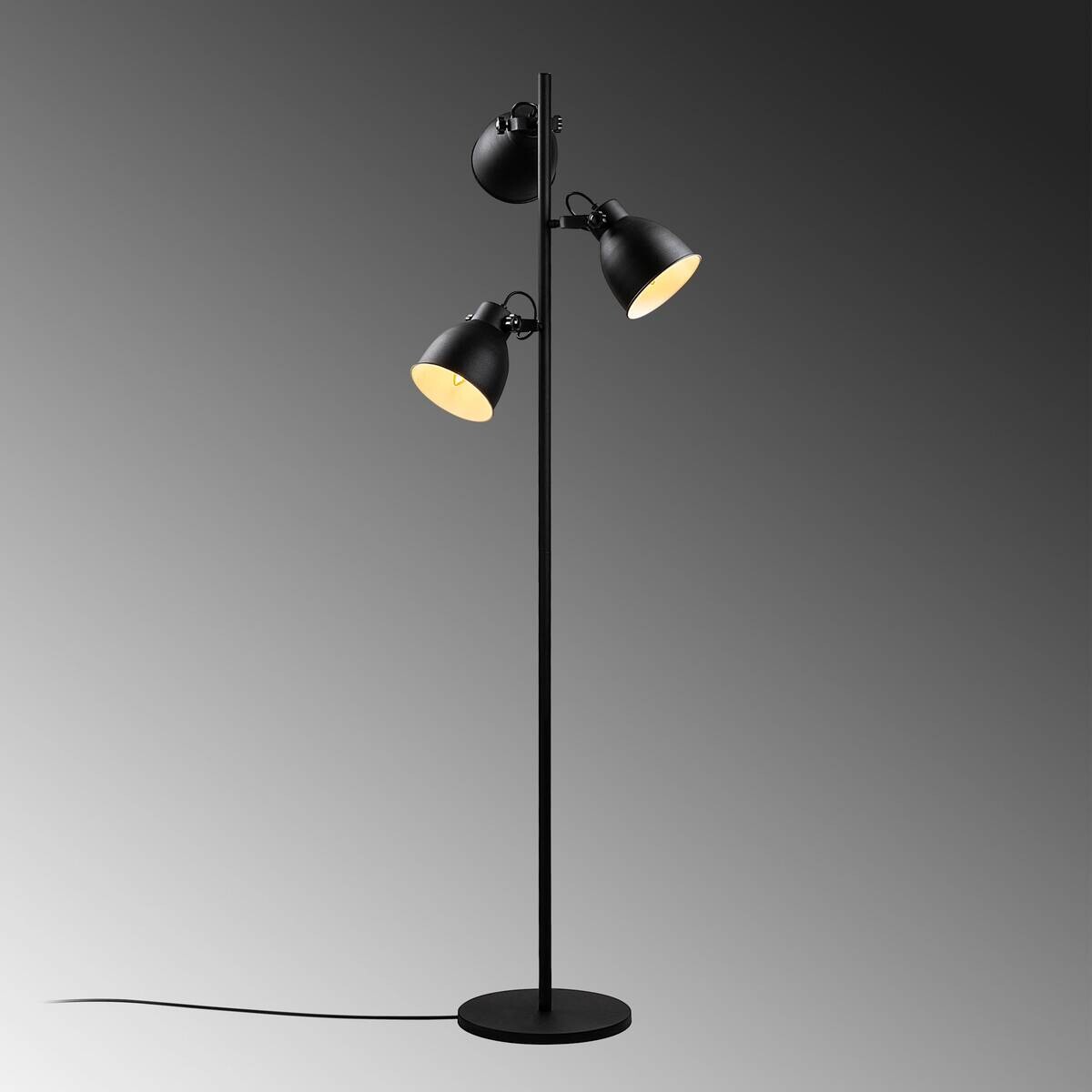 Opviq Stehleuchte schwarz Metall B/H/T/L/D: ca. 37x162x37x37x37 cm E14 3 Brennstellen