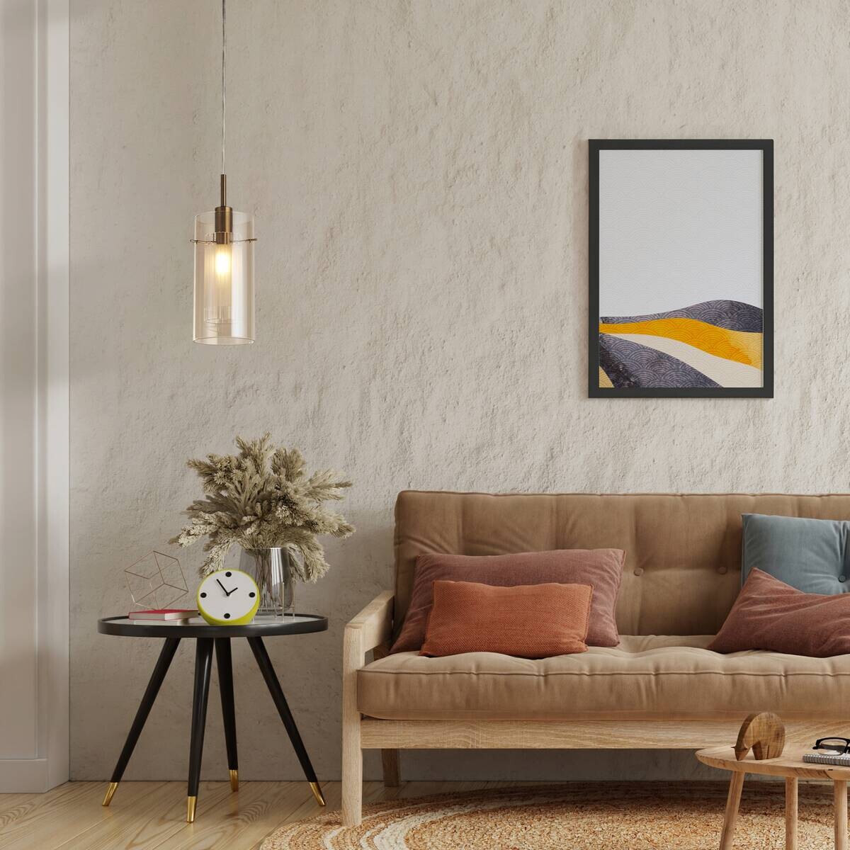 Searchlight Pendelleuchte Duo bronze champagner Glas Stahl B/H/L/D: ca. 13x120x13x13 cm E14 1 Brennstellen