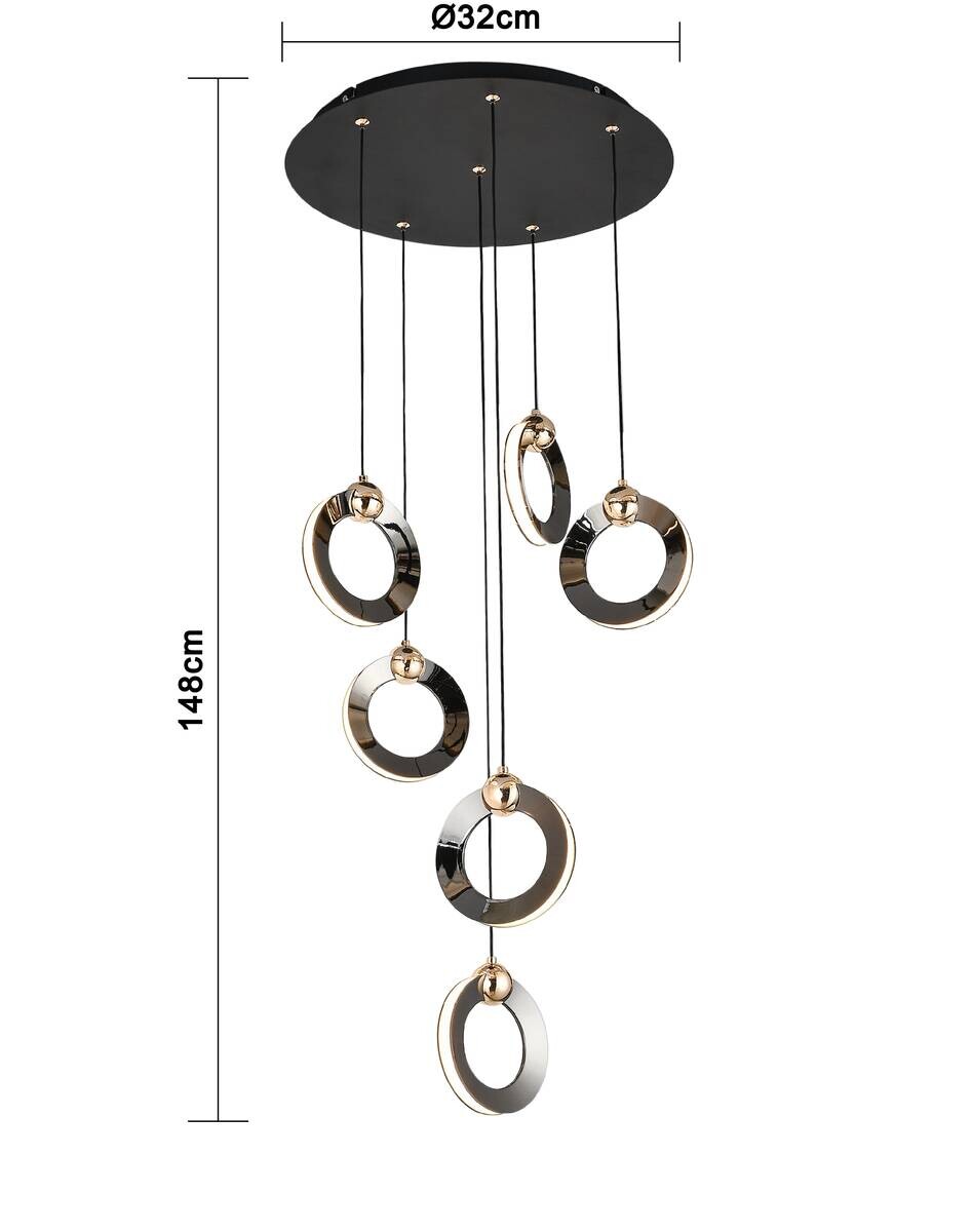 POCOline LED-Pendelleuchte Emilie schwarz Metall B/H/L: ca. 35x155x35 cm