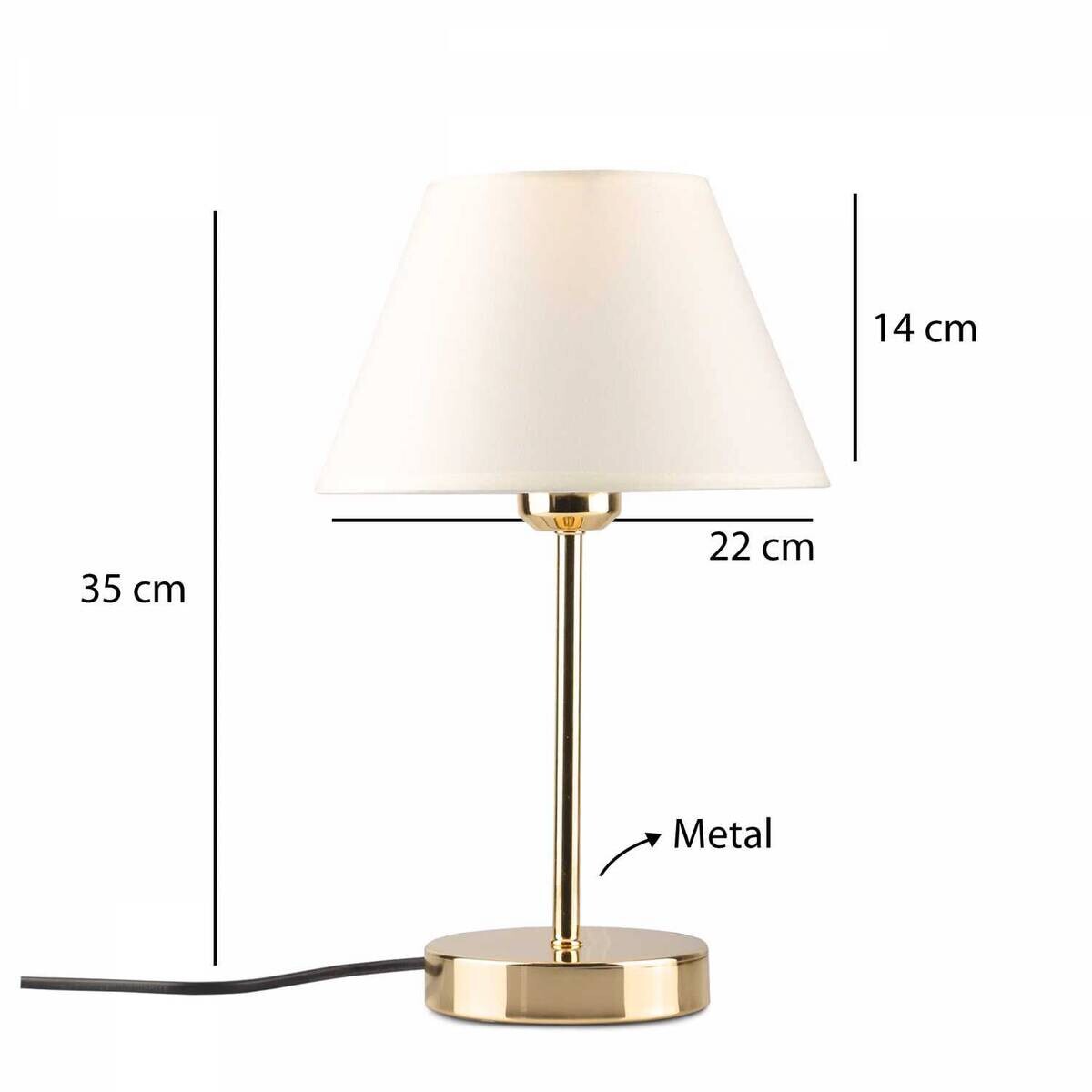 Tischleuchte creme Metall PVC B/H/L/D: ca. 22x35x22x22 cm E27 1 Brennstellen