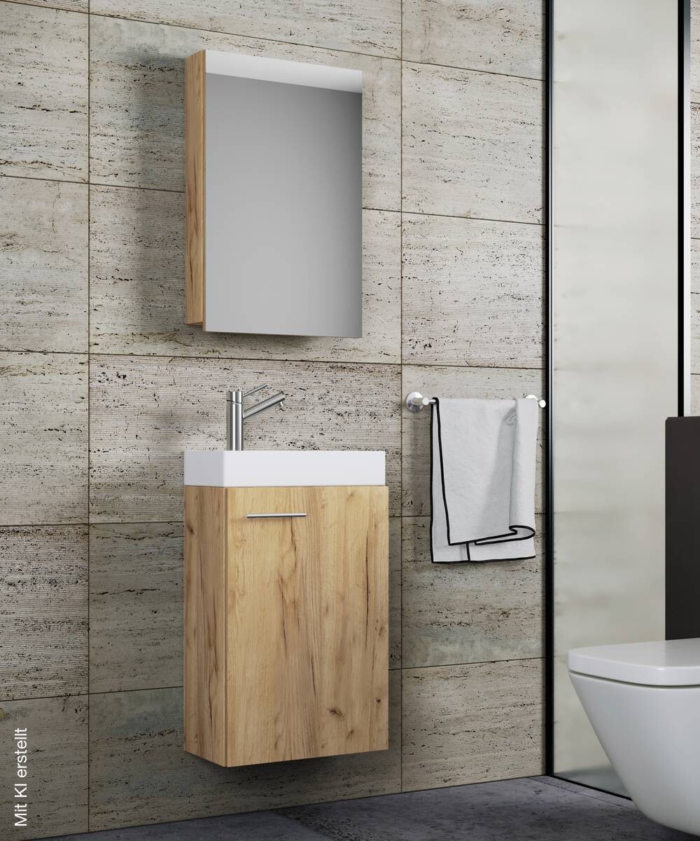Waschplatz 3tlg-Slito Eiche Honig Nachbildung weiß B/H/T: ca. 41x130x22 cm