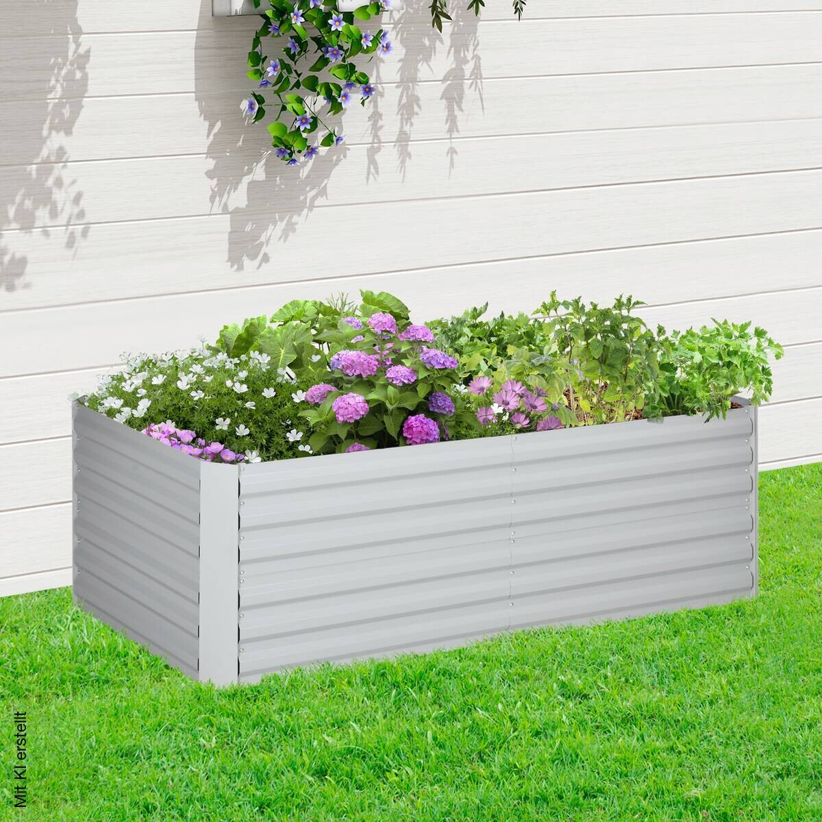 Outsunny Hochbeet hellgrau Stahl B/H/L: ca. 90x59x180 cm