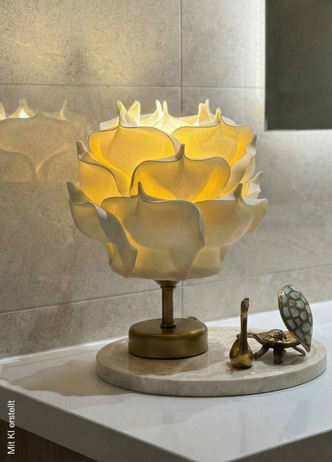 Opviq Tischleuchte gold beige Metall B/H/T/L/D: ca. 24x30x24x24x24 cm null 1 Brennstellen
