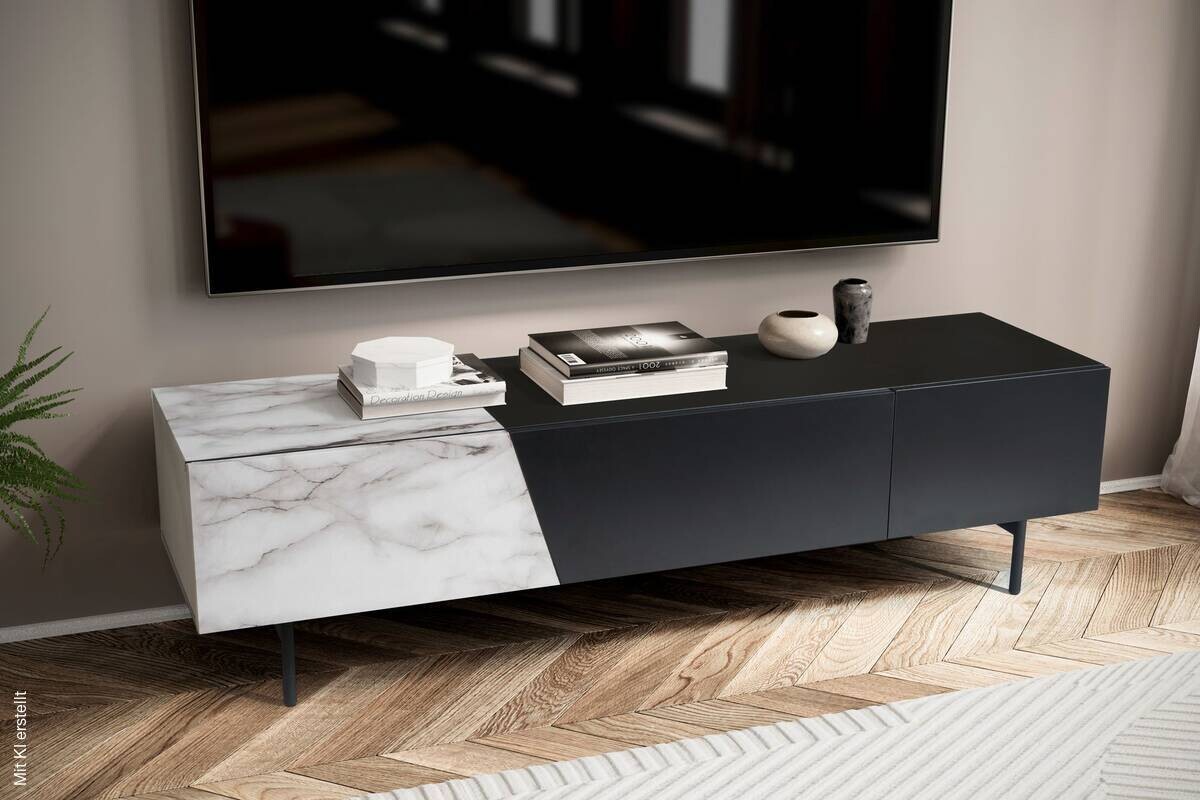 Lowboard weiß Marmor Optik B/H/T: ca. 150x40x40 cm
