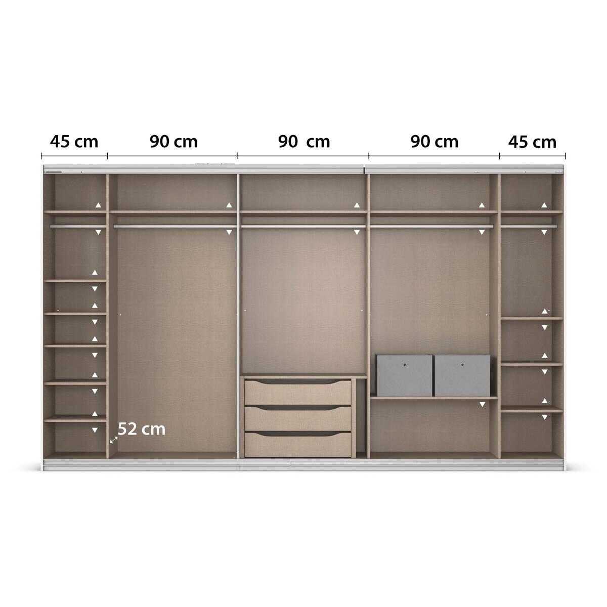Kleiderschrank Kulmbach Alpinweiß B/H/T: ca. 360x210x62 cm