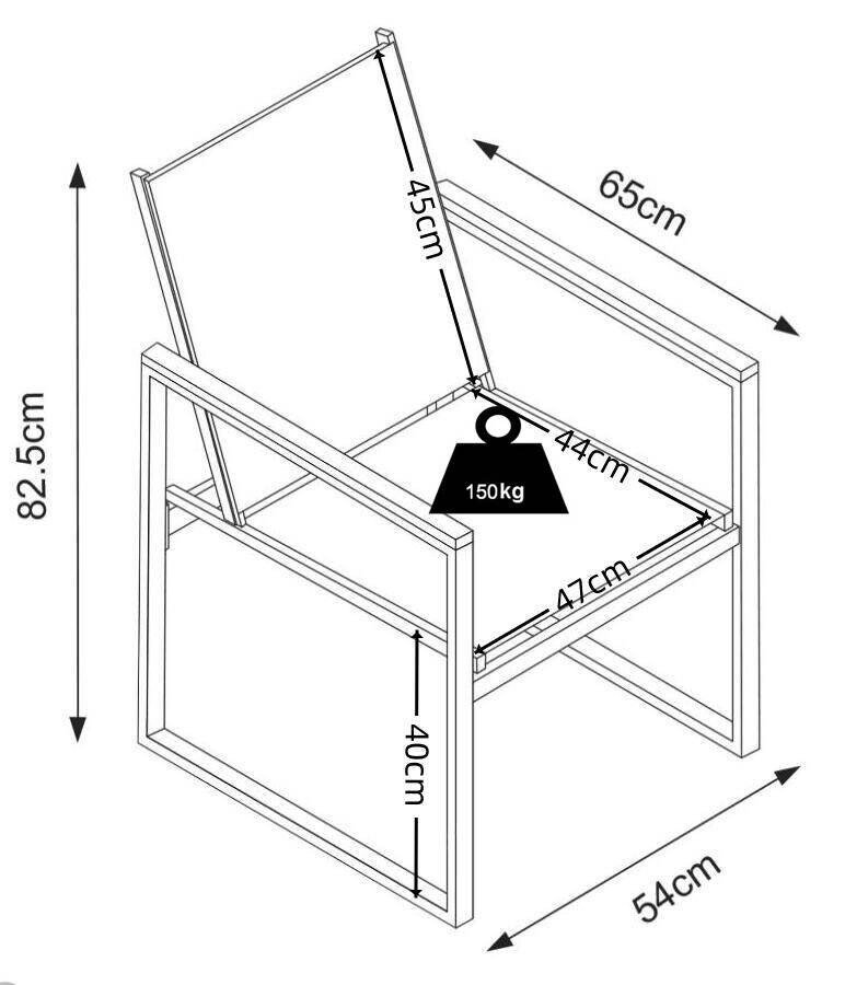 VCM Gartenstuhl anthrazit Metall B/H/L: ca. 54x83x65 cm