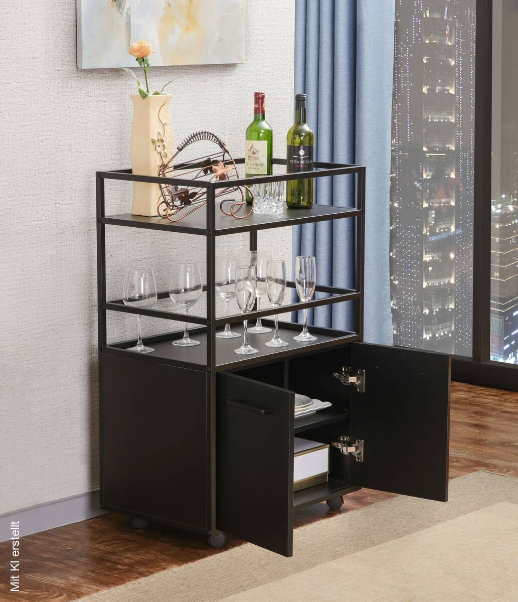 Barwagen Mosaik schwarz Metall B/H/T: ca. 60x94x40 cm