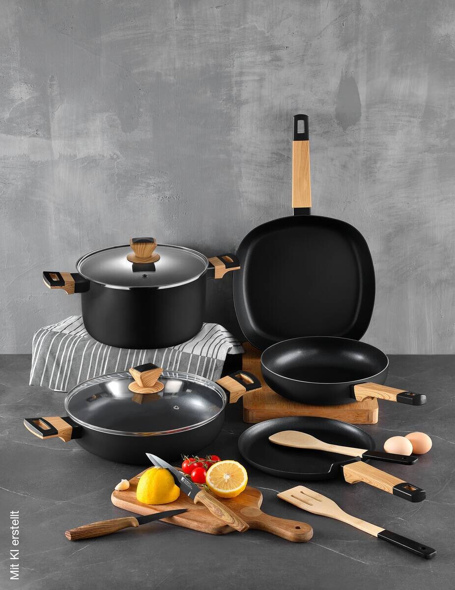 BERGNER Kochgeschirrset EARTH BLACK schwarz Aluminium 5 tlg.
